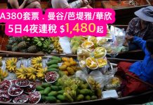 A380泰國套票!曼谷/芭堤雅/華欣5日4夜套票連稅只需$1,480起!紅日都有平!12月15日前出發 – 阿聯酋航空 (優惠至6月13日)