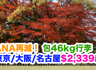 五星級ANA再減!東京/大阪/名古屋只需$2,339起!包46kg行李!2017年6月30日前出發