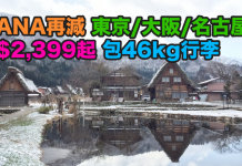 五星級ANA再減!東京/大阪/名古屋只需$2,399起!包46kg行李!2017年6月30日前出發
