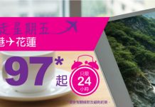只限今日!HK Express 飛花蓮單程$97!2017年7月13日前出發