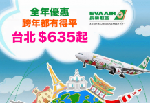跨年都劈!長榮靚價.香港來回台北只需$635起!2018年2月前出發 – 長榮航空 (優惠至6月30日)