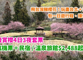 飛台灣睇櫻花!玩盡台北+宜蘭!武陵賞櫻4日3夜半自由行套票:華航機票+民宿 / 溫泉旅館+櫻花行程+接送$2,488起!早去晚返!季節限定!2018年2月出發 – 中旅社