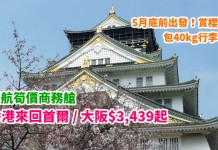 歎住飛日韓!賞櫻必搶!香港來回首爾 / 大阪商務艙$3,439起!筍搭787夢幻客機!包40kg激大行李!5月底前出發 – 印度航空 (優惠至1月31日)