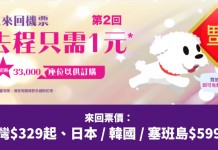 【第2回】買來回.去程$1!香港來回台灣$329起、日本 / 韓國 / 塞班島$599起!9月12日前出發 – HK Express (優惠至2月2日)
