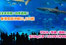 四季適用!香港來回沖繩$1,120起!玩水 / 祭典 / 觀鯨 / 賞櫻都啱駛!包20kg行李!2019年3月14日前出發 – 香港航空