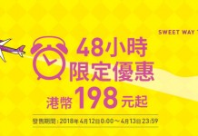 樂桃筍價!閃劈48小時!香港飛大阪單程$198起!來回連稅$771起!7月20日前出發 – 樂桃航空 (優惠至4月13日23:59)