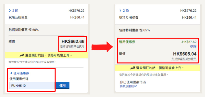 用埋優惠碼，額外再有多10%OFF 折扣。