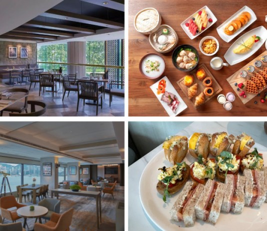 (左上) Café East；(右上) 自助早餐 ；(左下) 聚賢薈；(右下) 聚賢薈 - 任食下午小點