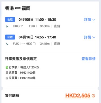 【國泰.福岡再減】香港飛福岡來回連稅$2,505起!靚航班早去下午返!4至6月出發