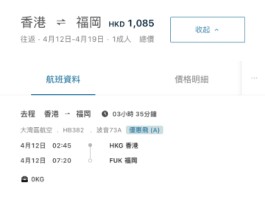 【灣空.福岡突發優惠】香港飛福岡來回連稅$1,085起!4日指定日子出發