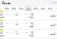 【HK Express 福岡減價】香港飛福岡$250起!來回連稅$1,775起!10月至明年1月出發