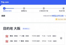 【港航.大阪加推優惠迎戰】香港飛大阪來回連稅$2,015起!包寄艙行李+手提行李+隨身物品!10月至明年1月出發